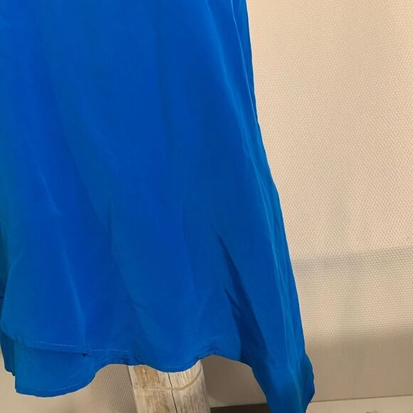 Lavendar Brown Womens Tank Top Blue Silk V Neck Racerback Size Small - Picture 5 of 13